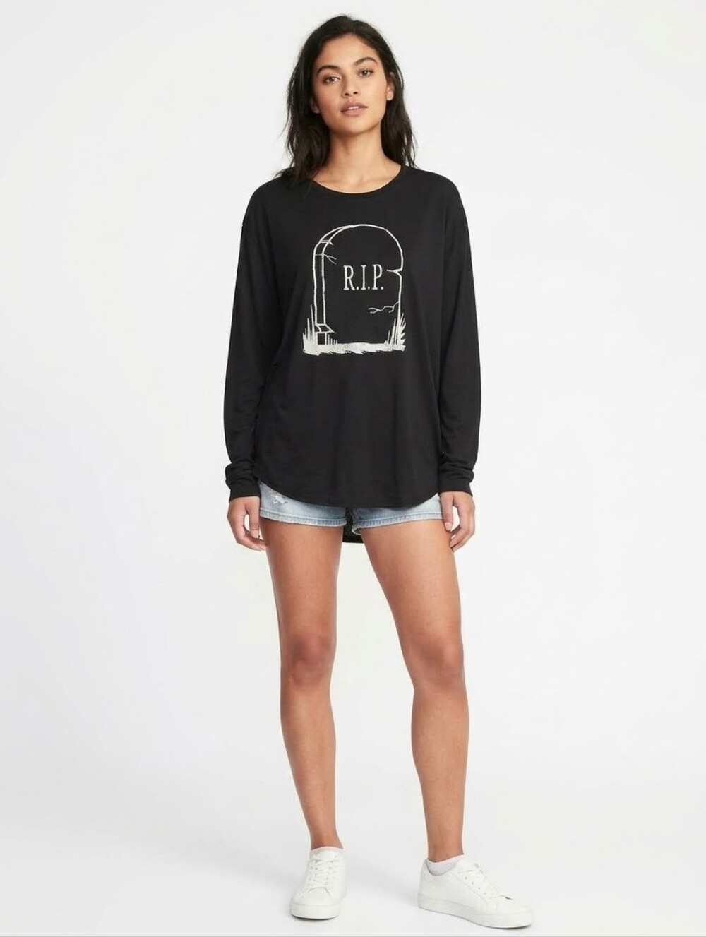 R.I.P. Tombstone Graphic Long Sleeve T-Shirt Unisex Halloween Casual Top XS-3XL - Picture 1 of 6